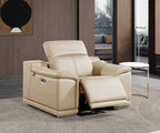 9762 Divanitalia Top Grain Italian Leather Power Reclining Chair with Adjustable Headrests - Beige - SKU 9762-PWR-CH-CREAM - view 2
