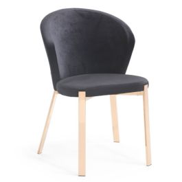Nadia Modern Black Velvet & Rosegold Dining Chair (Set of 2)