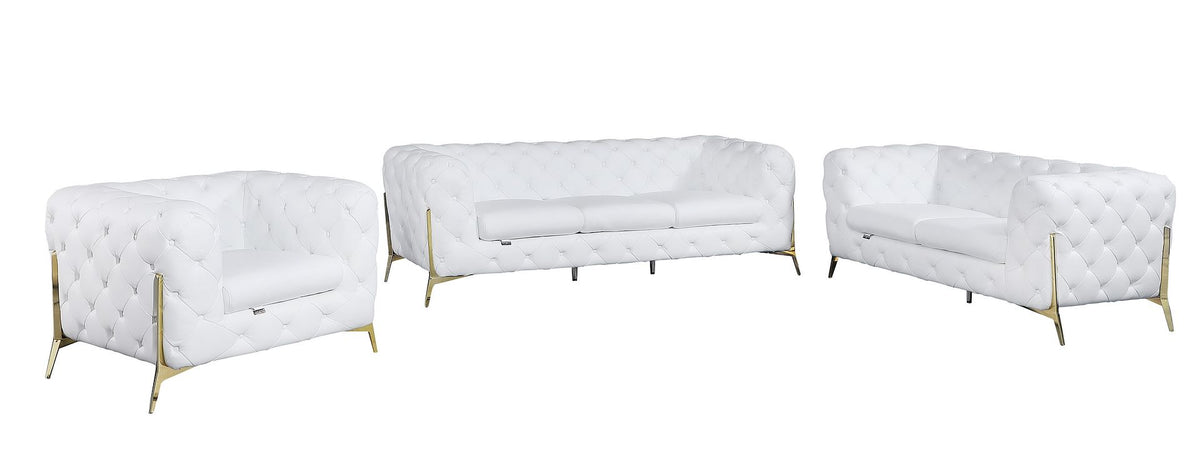 970 Divanitalia 3-Piece Sofa Set in Top-grain Italian Leather - White - SKU 970- WHITE 3PC (S/L/CH) - GROUP - view 2