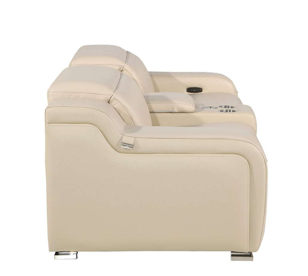 1116 Divanitalia 3-Piece Modular Power Reclining Console Loveseat in Top Grain Italian Leather with 2 Power Recliners & Power Headrests