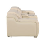 1116 Divanitalia 3-Piece Modular Power Reclining Console Loveseat in Top Grain Italian Leather with 2 Power Recliners & Power Headrests