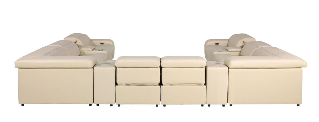 1116 Divanitalia 12-Piece U-Shaped Sectional Sofa in Top Grain Italian Leather with 4 Power Recliners & Power Headrests