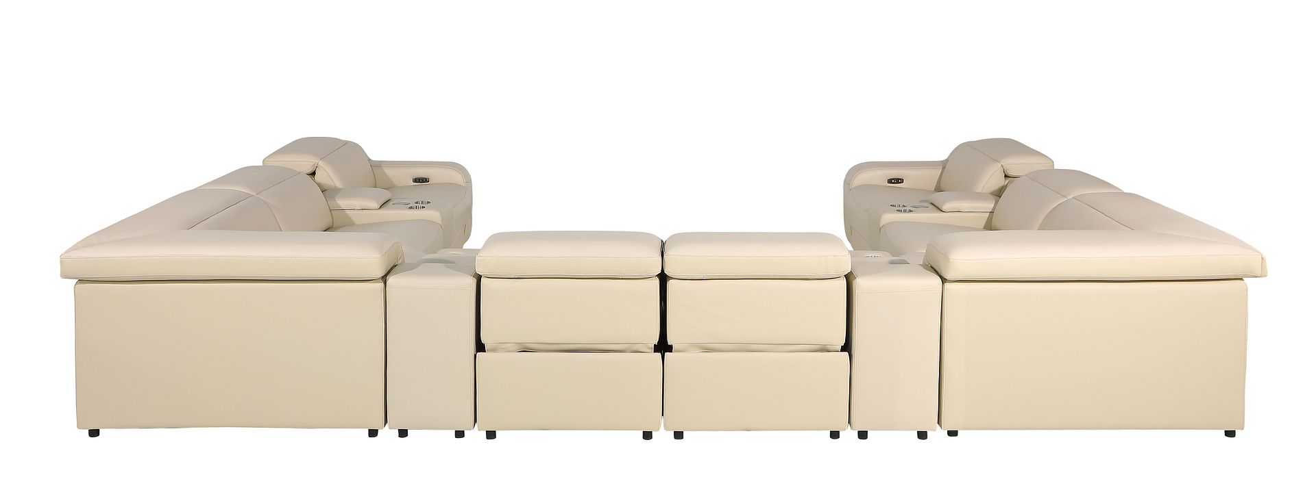1116 Divanitalia 12-Piece U-Shaped Sectional Sofa in Top Grain Italian Leather with 4 Power Recliners & Power Headrests