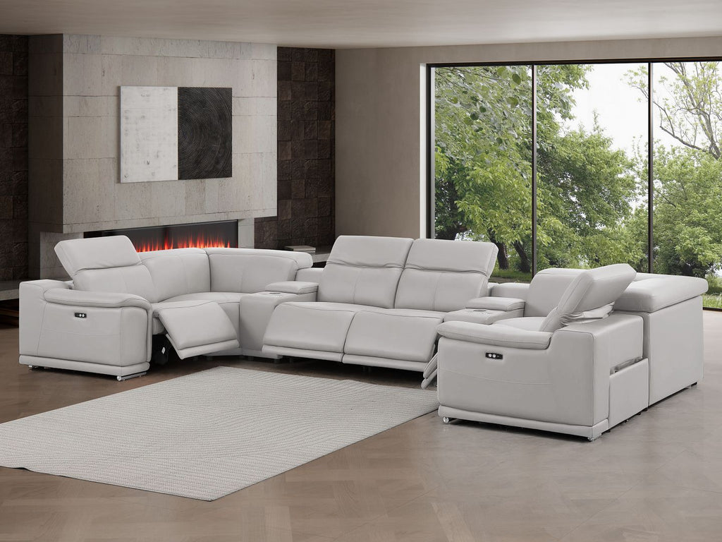 2679 8-Piece U-Shaped Power Reclining Sectional Sofa in Genuine Leather - 4 Recliners