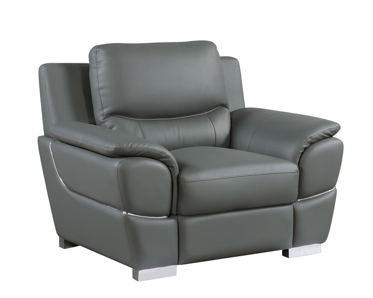 4572 Modern Genuine Leather 3-Piece Sofa Set - Dark Grey - SKU 4572 GRAY 3PC (S/L/C) - GROUP - view 9