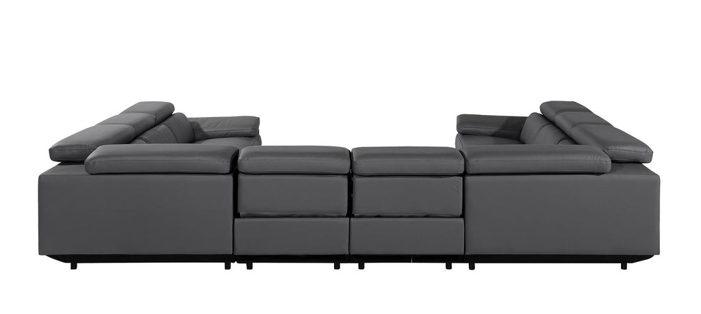1246 Divanitalia 8-Piece U-Shaped Modular Power Reclining Sectional Sofa with 4 Power Recliners and Power Headrests - Top Grain Italian Leather