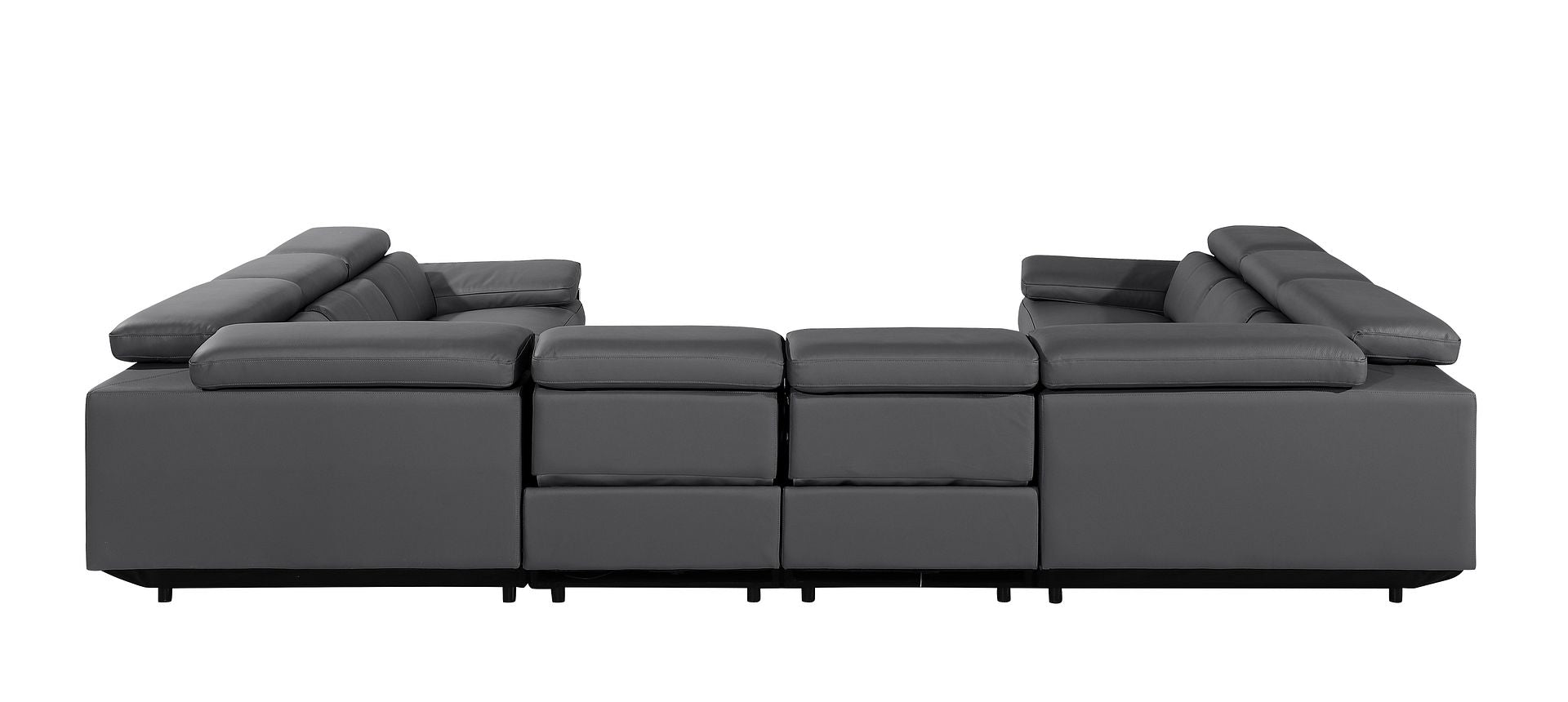 1246 Divanitalia 8-Piece U-Shaped Modular Power Reclining Sectional Sofa with 4 Power Recliners and Power Headrests - Top Grain Italian Leather