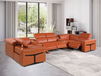 1126 Divanitalia 8-Piece U-Shaped Sectional Sofa in Top Grain Italian Leather with 4 Power Recliners & Power Headrests