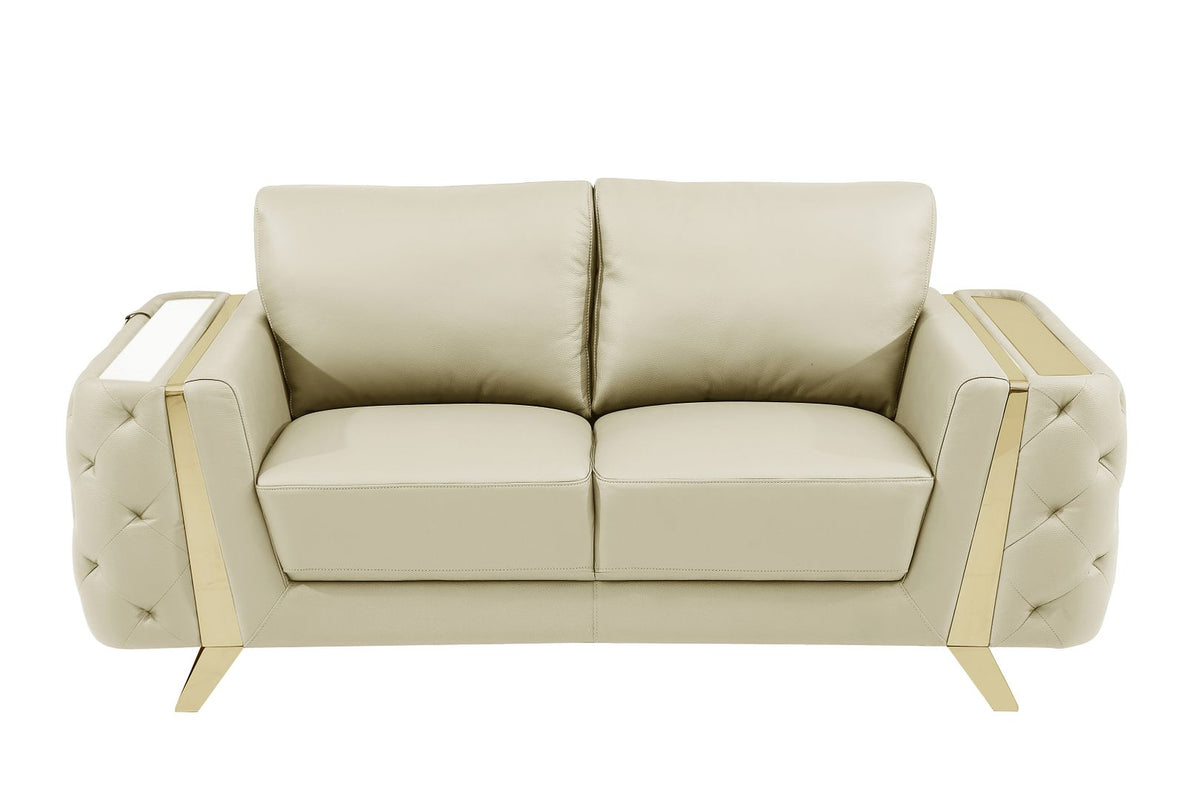 1050 Divanitalia Loveseat in Top-grain Italian Leather - Beige - SKU 1050-BEIGE-L