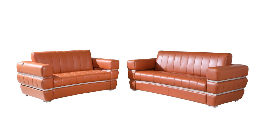 904 Divanitalia 2-Piece Sofa Set in Top-grain Italian Leather - Camel - SKU 904- CAMEL 2PC (S/L) - GROUP - view 2