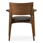 Edelman - Mid-Century Modern Brown Leatherette + Walnut Dining Chair
