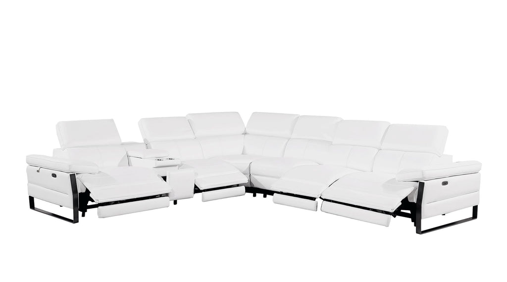 1246 Divanitalia 7-Piece L-Shaped Modular Power Reclining Sectional Sofa with 4 Power Recliners and Power Headrests - Top Grain Italian Leather