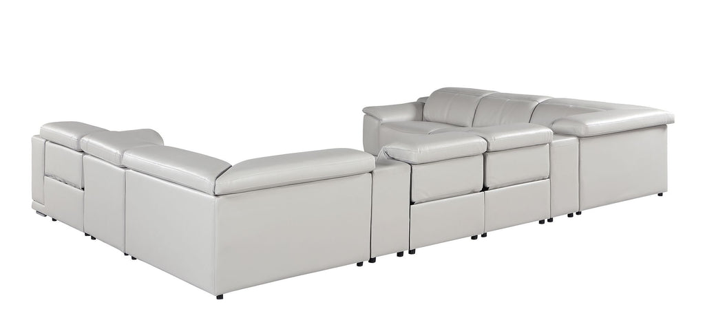9762 Divanitalia 10-Piece U-Shaped Top Grain Italian Leather Sectional Sofa with 4 Power Recliners