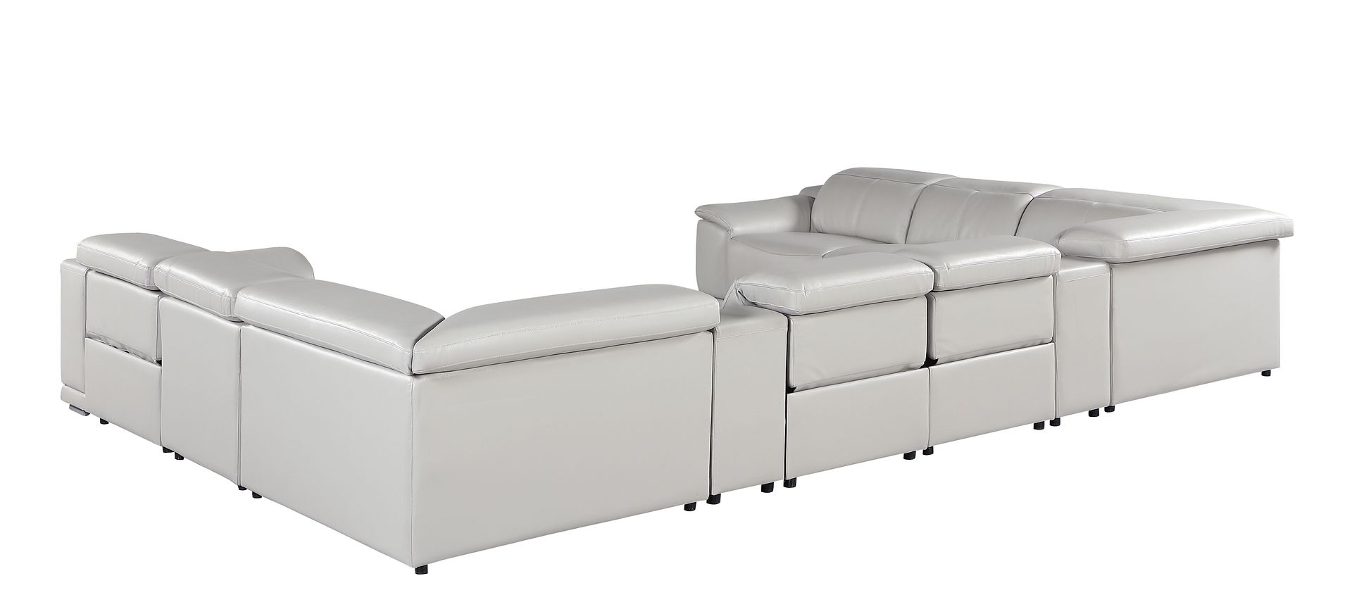 9762 Divanitalia 10-Piece U-Shaped Top Grain Italian Leather Sectional Sofa with 4 Power Recliners