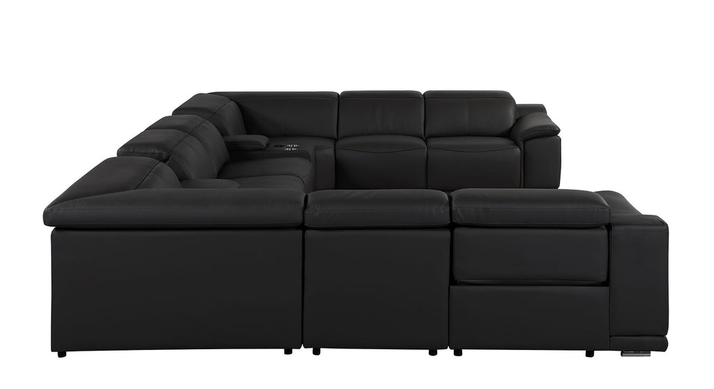 9762 Divanitalia 10-Piece U-Shaped Top Grain Italian Leather Sectional Sofa with 4 Power Recliners