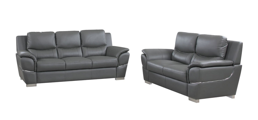 4572 Modern Genuine Leather 2-Piece Sofa Set - Dark Grey - SKU 4572 GRAY 2PC (S/L) - GROUP - view 2
