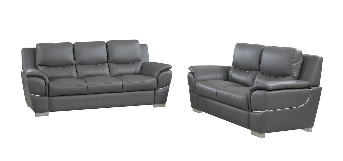 4572 Modern Genuine Leather 2-Piece Sofa Set - Dark Grey - SKU 4572 GRAY 2PC (S/L) - GROUP - view 2