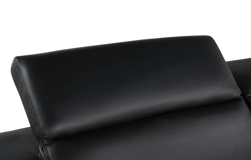 1111 Divanitalia 2-Piece Sofa Set with Adjustable Headrest in Top-grain Italian Leather - Black - SKU 1111-BLACK-2PC - view 11