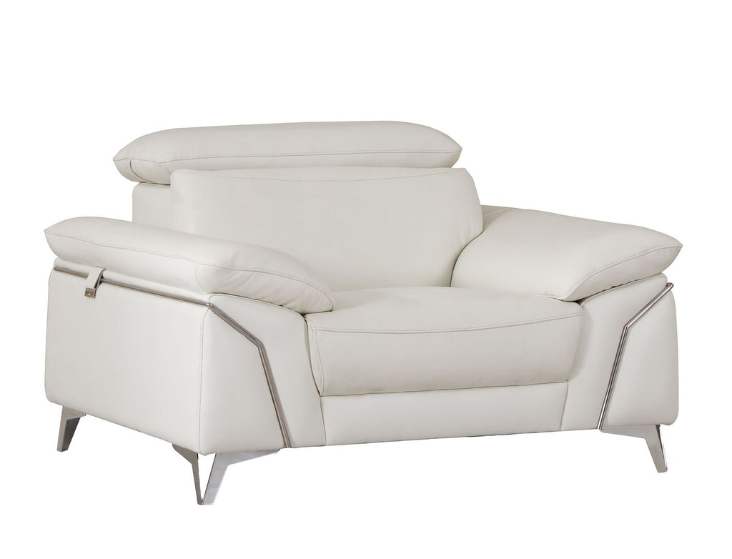 727 Divanitalia 3-Piece Sofa Set with Adjustable Headrest in Top-grain Italian Leather - White - SKU 727- WHITE 3PC (S/L/CH) - GROUP - view 9