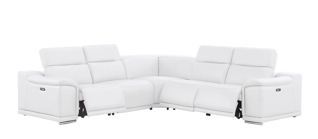 2679 5-Piece L-Shaped Power Reclining Sectional Sofa in Genuine Leather - 3 Recliners