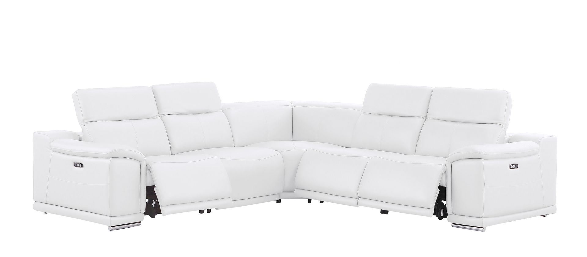 2679 5-Piece L-Shaped Power Reclining Sectional Sofa in Genuine Leather - 3 Recliners