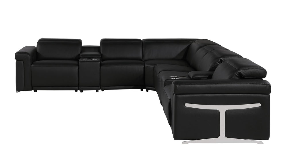 1126 Divanitalia 8-Piece L-Shaped Sectional Sofa in Top Grain Italian Leather with 4 Power Recliners & Power Headrests