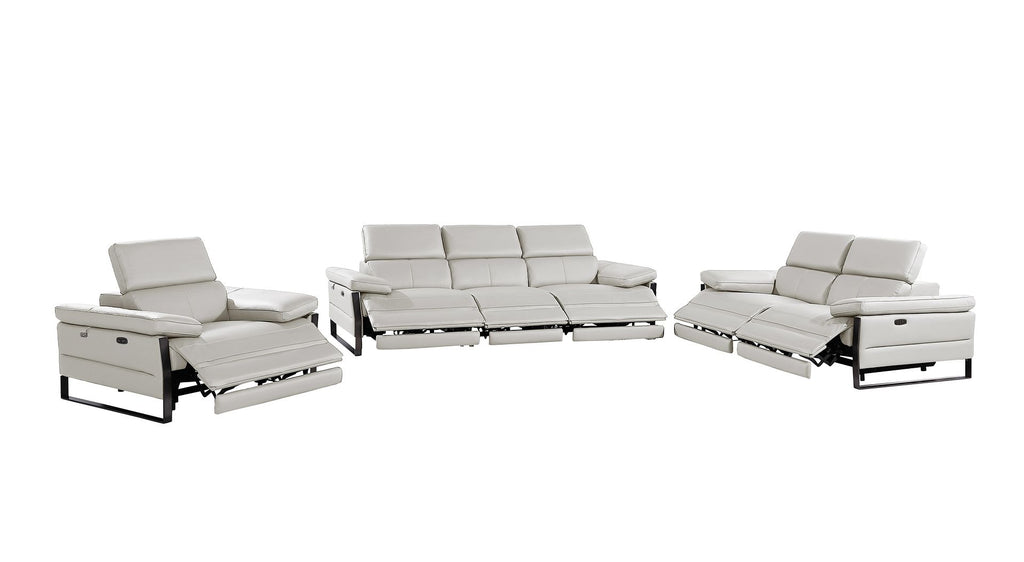 1246 Divanitalia Modular Power Triple Reclining Sofa, Loveseat, and Chair Set with Power Headrests - Top Grain Italian Leather - Light Grey - SKU 1246-LT-GREY-6.6-HT-3PC - view 4