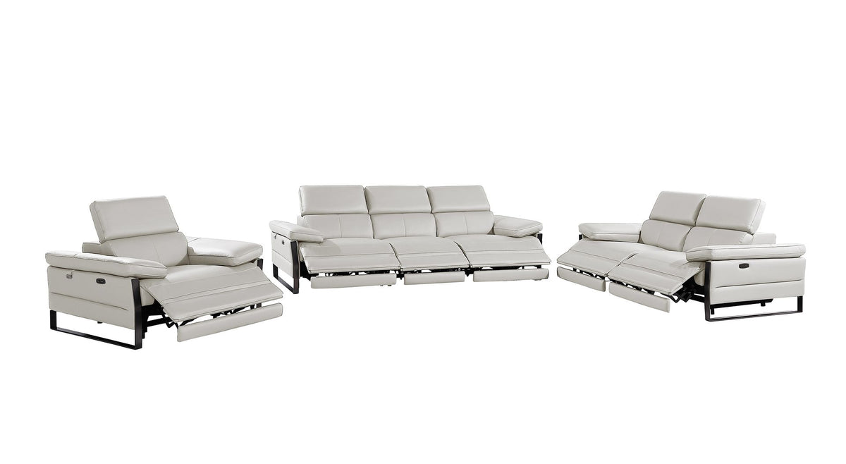 1246 Divanitalia Modular Power Triple Reclining Sofa, Loveseat, and Chair Set with Power Headrests - Top Grain Italian Leather - Light Grey - SKU 1246-LT-GREY-6.6-HT-3PC - view 4