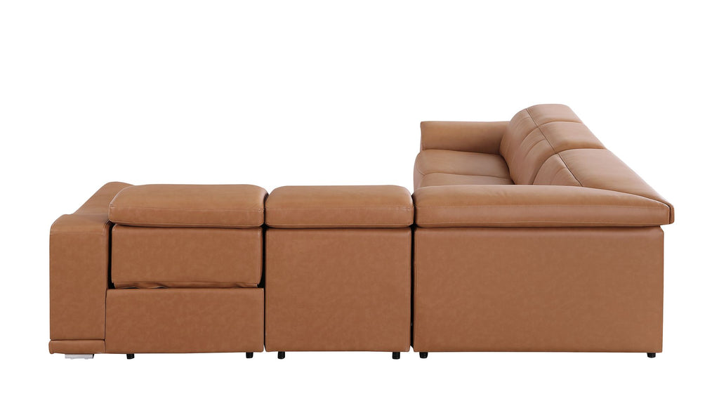 9762 Divanitalia 5-Piece L-Shaped Top Grain Italian Leather Sectional Sofa with 3 Power Recliners