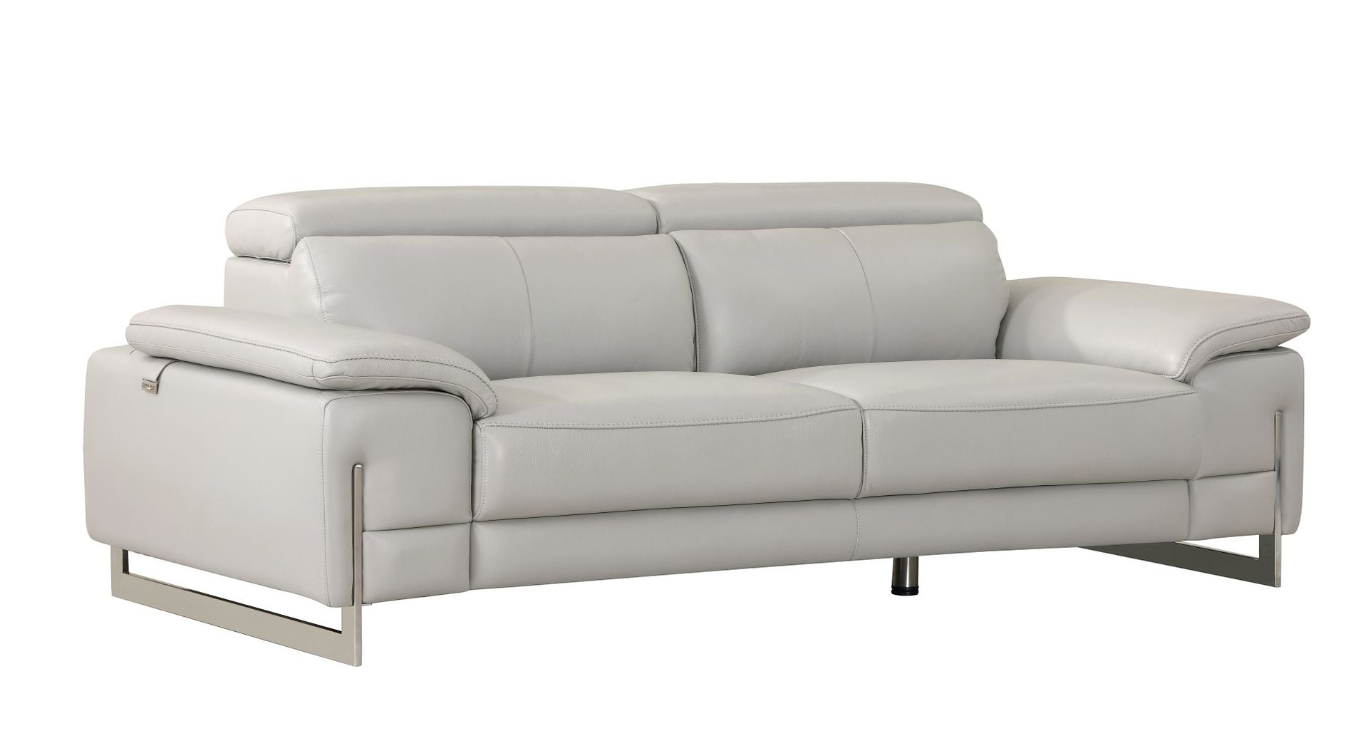 636 Divanitalia Dark Gray Loveseat with Adjustable Headrest in Top-grain Italian Leather