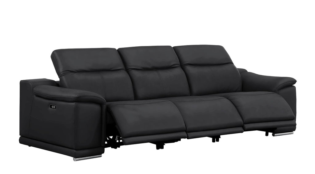 2679 Power Reclining Sofa, Console Loveseat & Chair Set in Genuine Leather - 6 Recliners - Black - SKU 2679-BLACK-7.6-HT-3PC - view 3