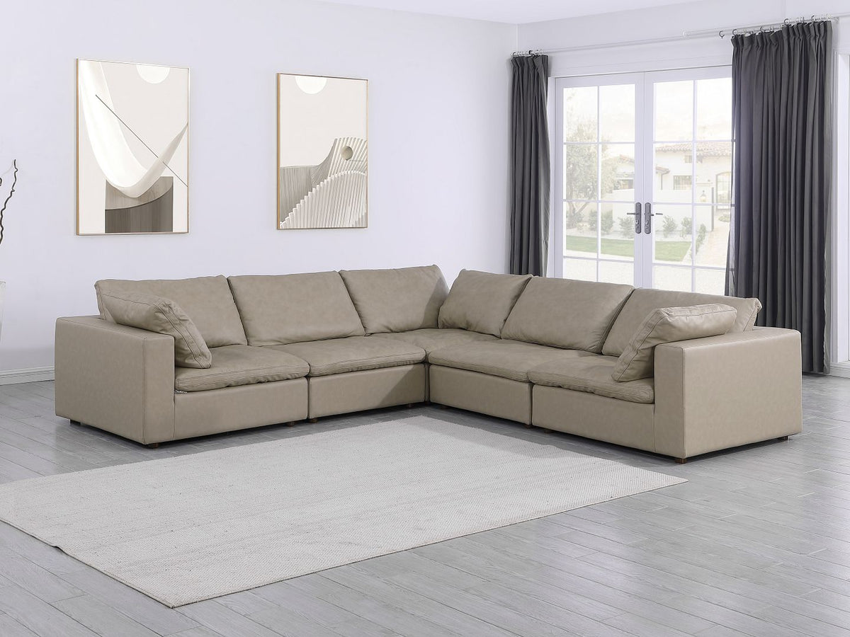1100 Divanitalia 5-Piece L-Shaped Sectional Sofa - Beige - SKU 1100-BEIGE-5.4-SEC
