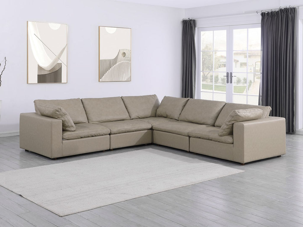 1100 Divanitalia 5-Piece L-Shaped Sectional Sofa - Top-grain Italian Leather - Beige
