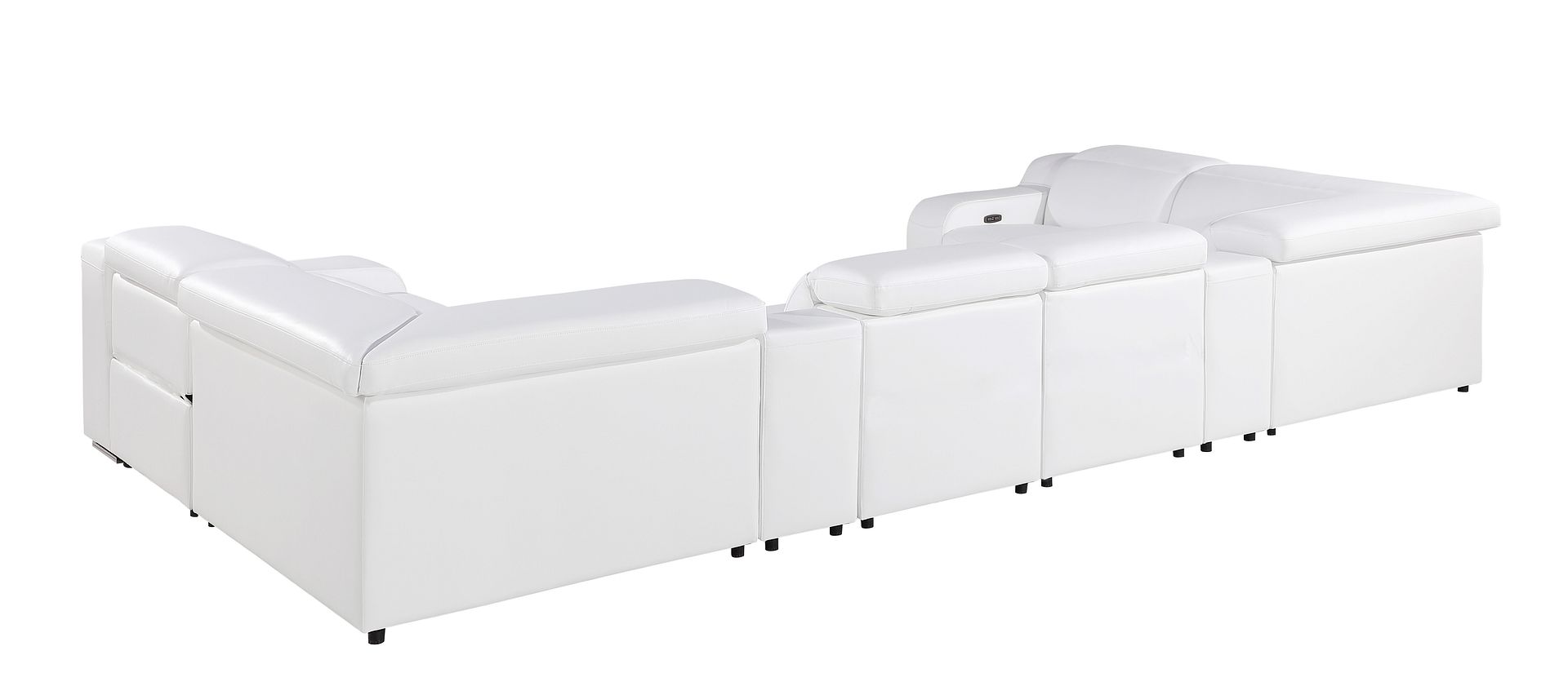 1116 Divanitalia 8-Piece U-Shaped Sectional Sofa in Top Grain Italian Leather with 2 Power Recliners & Power Headrests