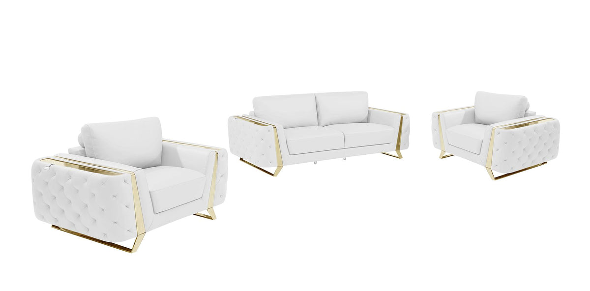 1050 Divanitalia 2-Piece Sofa Set in Top-grain Italian Leather - White - SKU 1050-WHITE-3PC - view 2