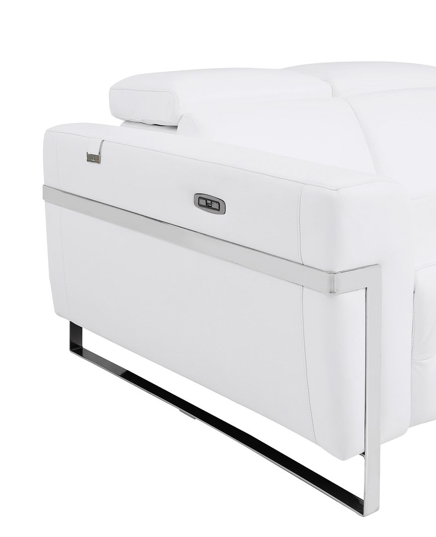 990 Divanitalia Power Reclining Sofa with Power Headrest in Top-grain Italian Leather - White - SKU 990-WHITE-S - view 5