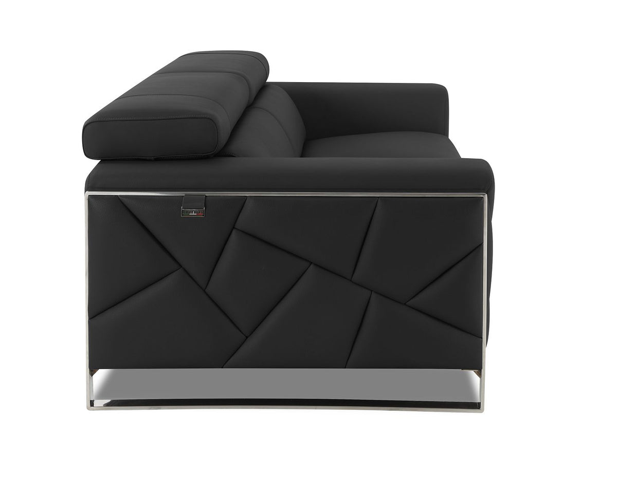 903 Divanitalia 2-Piece Sofa Set with Adjustable Headrest in Top-grain Italian Leather - Dark Grey - SKU 903- DARK GRAY 2PC (S/L) - GROUP - view 14