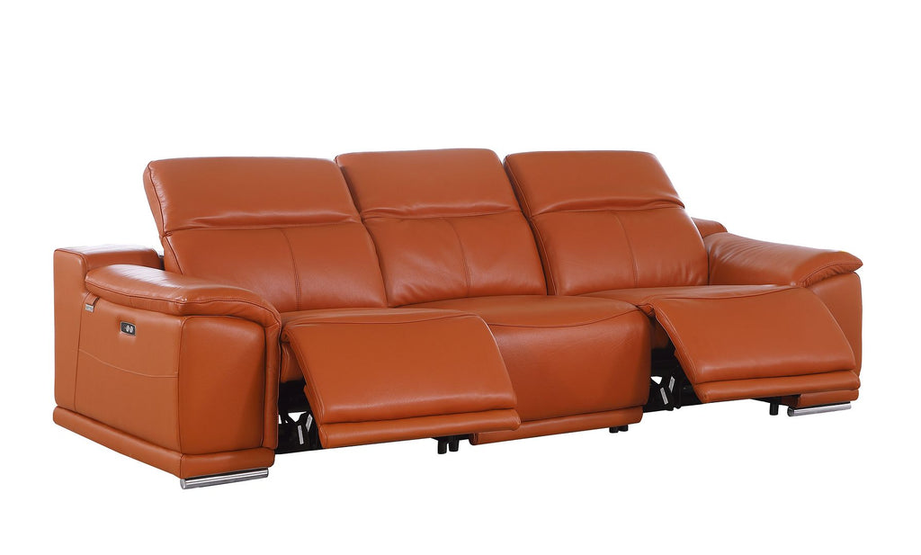 9762 Divanitalia 3-Piece Modular Power Reclining Sofa with 2 Power Recliners in Top Grain Italian Leather