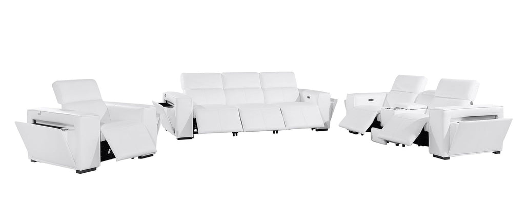 1224 Divanitalia 7-Piece Modular Power Reclining Sofa, Loveseat & Chair Set in Top Grain Italian Leather with 6 Power Recliners & Power Headrests - White - SKU 1224-WHITE-7.6-HT-3PC - view 4
