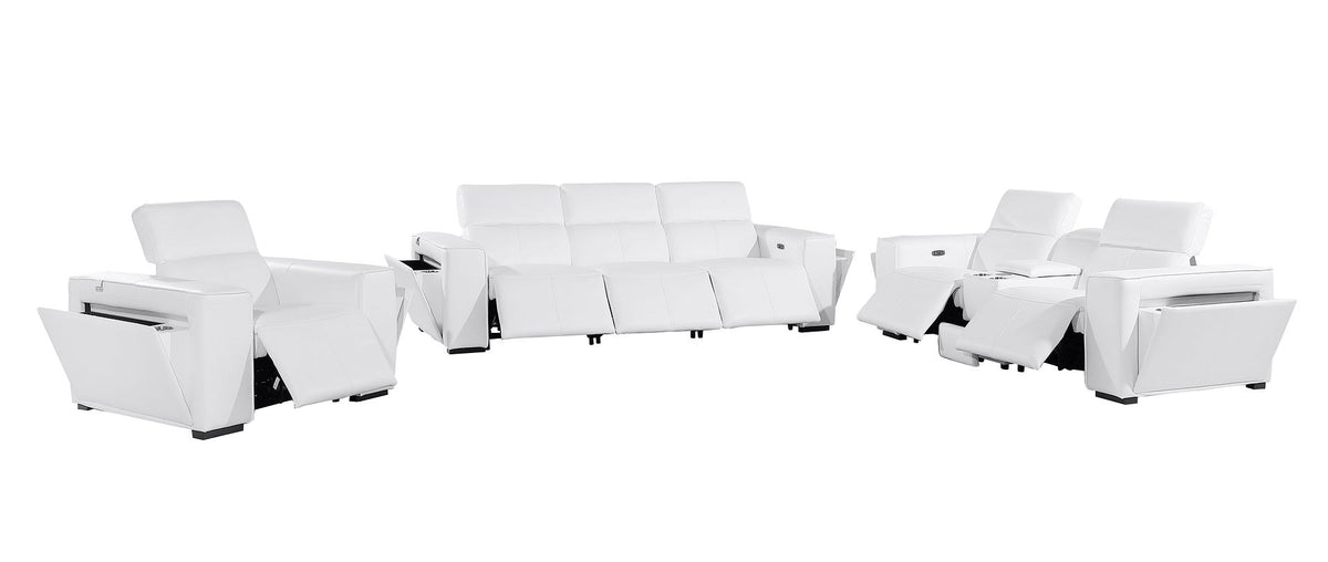 1224 Divanitalia 7-Piece Modular Power Reclining Sofa, Loveseat & Chair Set in Top Grain Italian Leather with 6 Power Recliners & Power Headrests - White - SKU 1224-WHITE-7.6-HT-3PC - view 4