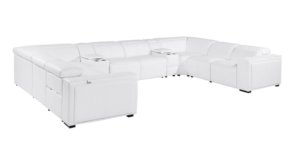 1224 Divanitalia 10-Piece U-Shaped Sectional Sofa in Top Grain Italian Leather with 4 Power Recliners & Power Headrests