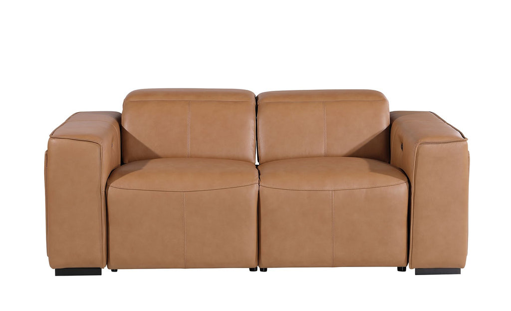 1224 Divanitalia 2-Piece Modular Power Reclining Loveseat in Top Grain Italian Leather with 2 Power Recliners & Power Headrests - Cognac - SKU 1224-COGNAC-2.2-HT - view 3