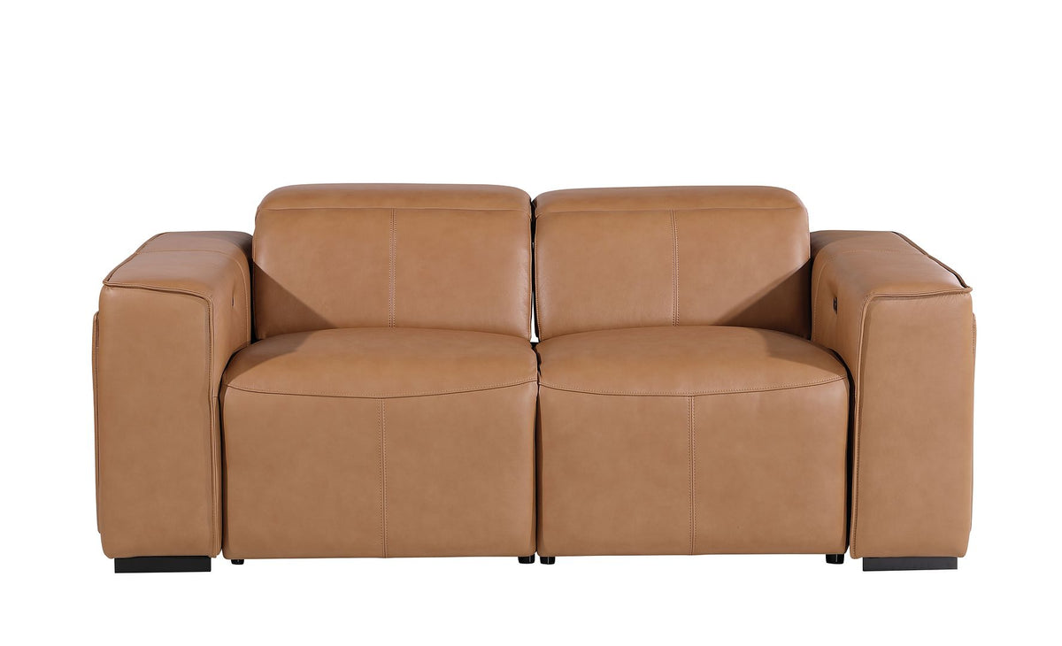 1224 Divanitalia 2-Piece Modular Power Reclining Loveseat in Top Grain Italian Leather with 2 Power Recliners & Power Headrests - Cognac - SKU 1224-COGNAC-2.2-HT - view 3