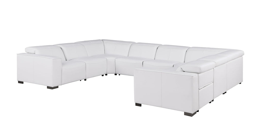 1208 8 Piece U-Shaped Leather Sectional Sofa with 4 Power Recliners & Power Headrests