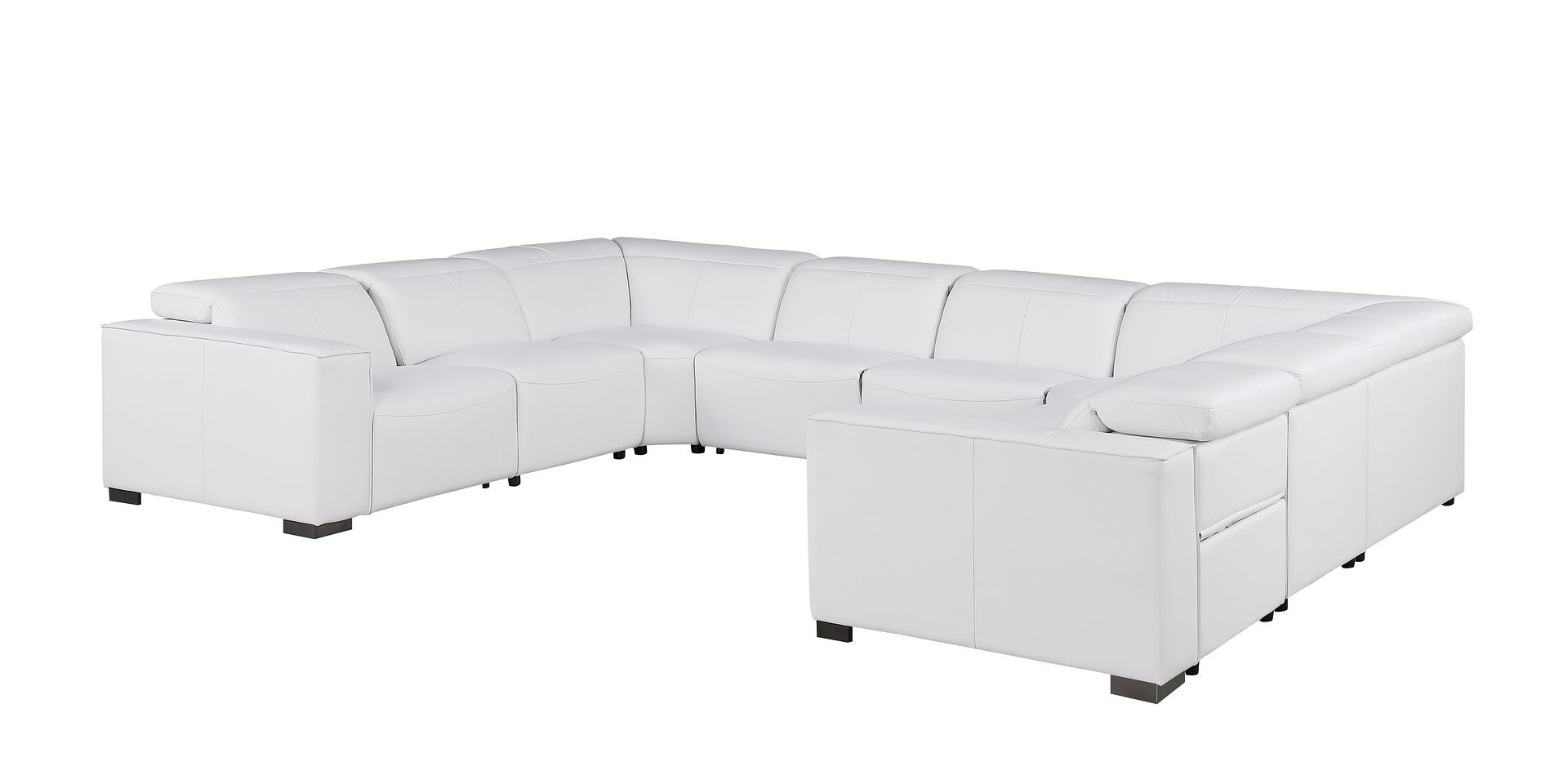 1208 8 Piece U-Shaped Leather Sectional Sofa with 4 Power Recliners & Power Headrests