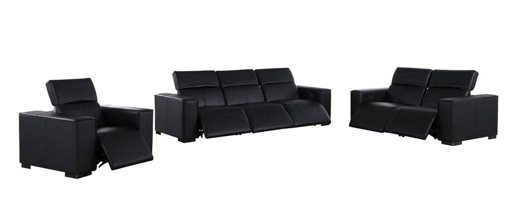 1208 Leather Reclining Set - Sofa, Loveseat & Chair with 6 Power Recliners - Black - SKU 1208-BLACK-6.6-HT-3PC - view 4
