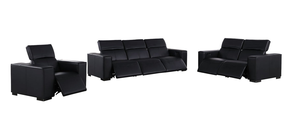1208 Leather Reclining Set - Sofa, Loveseat & Chair with 6 Power Recliners - Black - SKU 1208-BLACK-6.6-HT-3PC - view 4