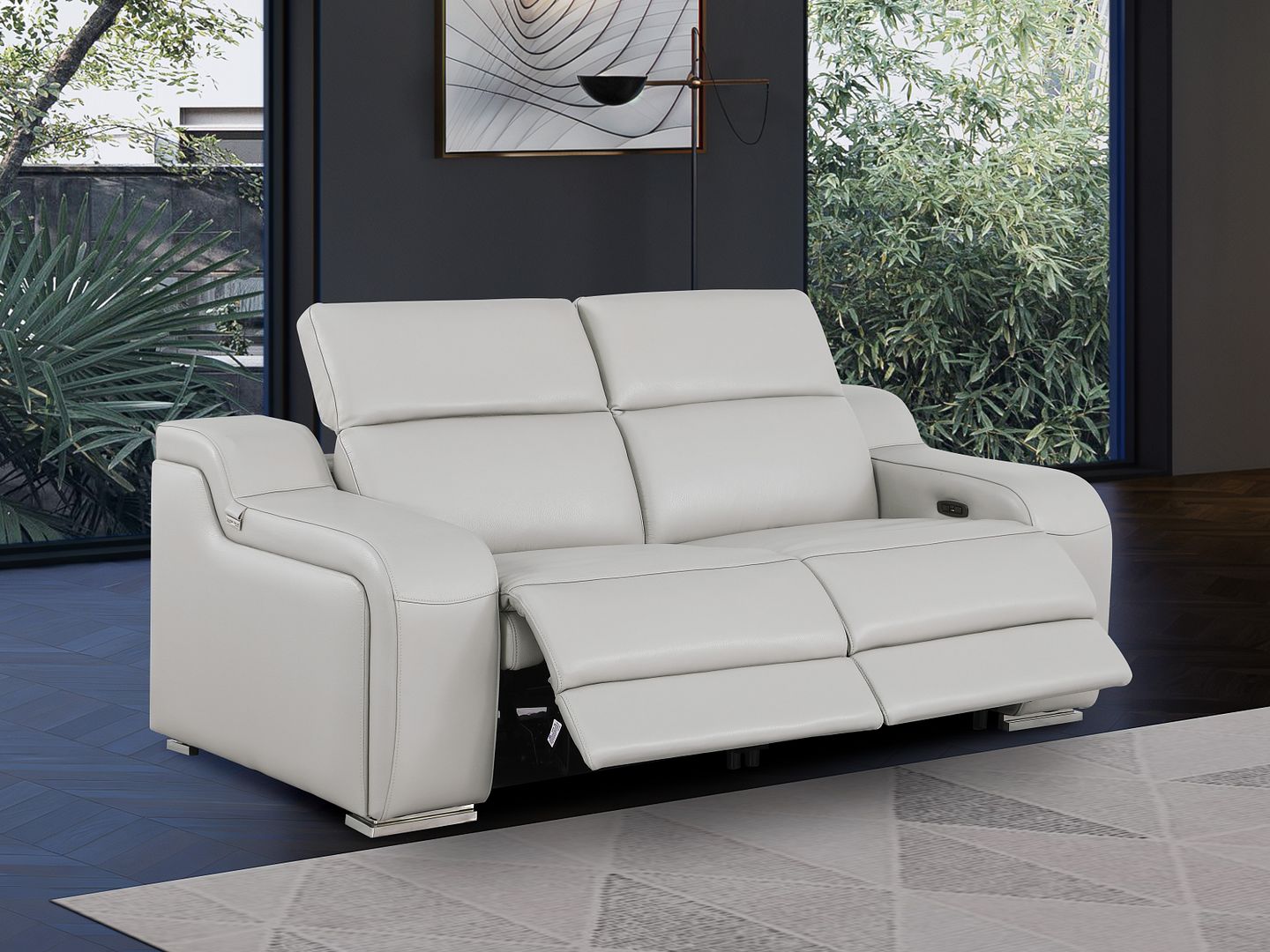 1116 Divanitalia 2-Piece Modular Power Reclining Loveseat in Top Grain Italian Leather with 2 Power Recliners & Power Headrests