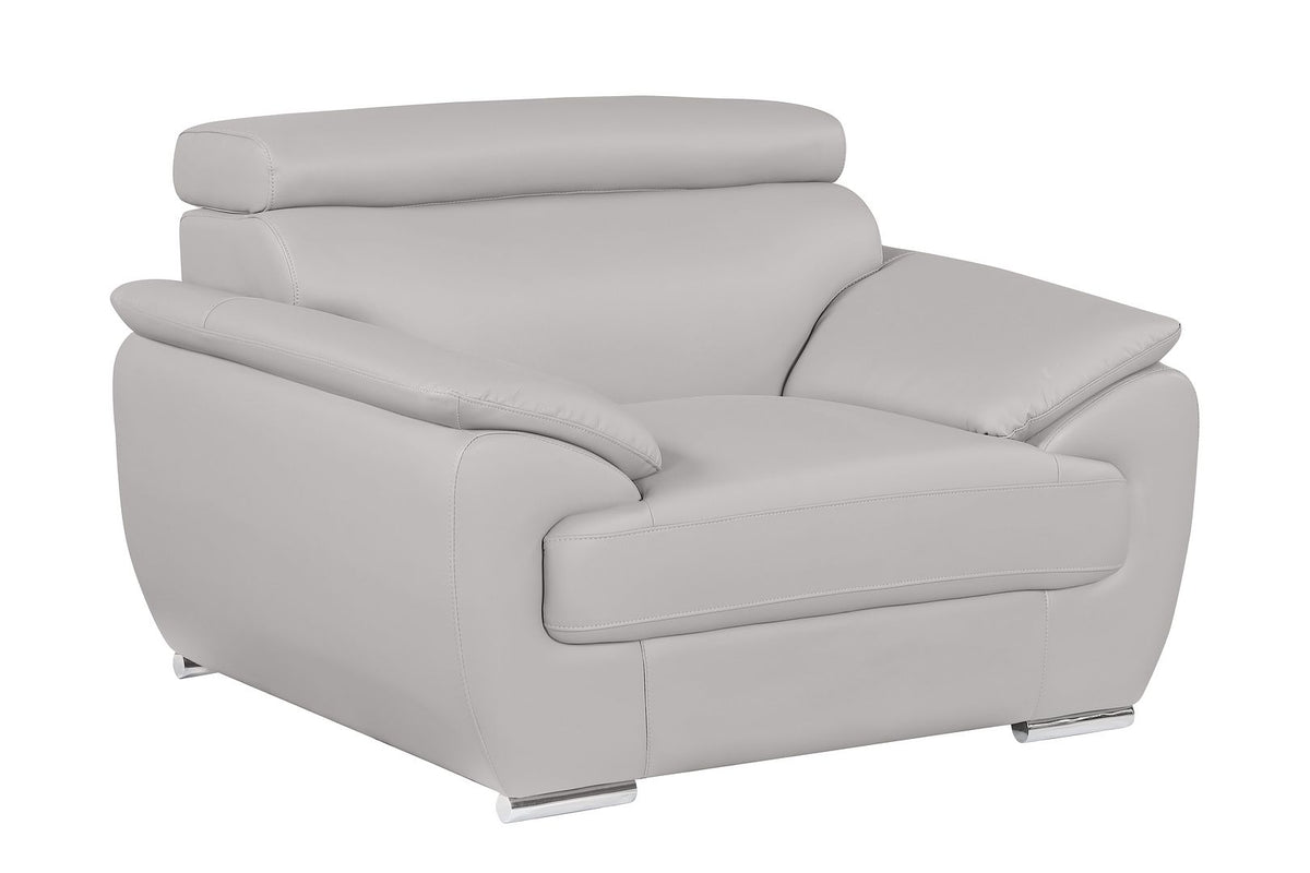 4571 Modern Genuine Leather Chair - Light Grey - SKU 4571-CH-LT-GREY
