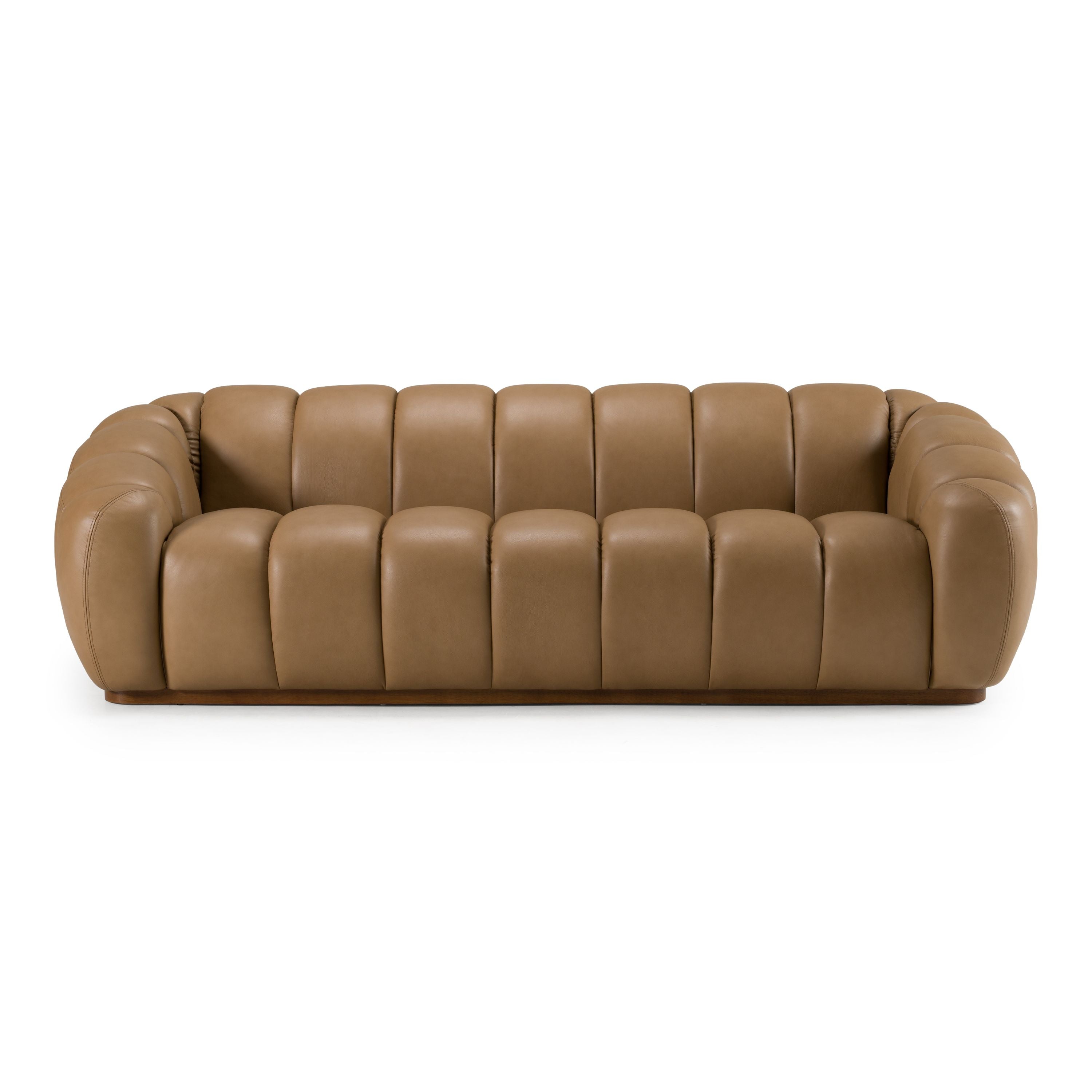Divani Casa Ekwok - Modern Tan Leather Sofa